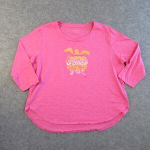 Escape By Habitat Basic T-Shirt Women XXL Pink 3/4 Sleeve Curved Hem 212g